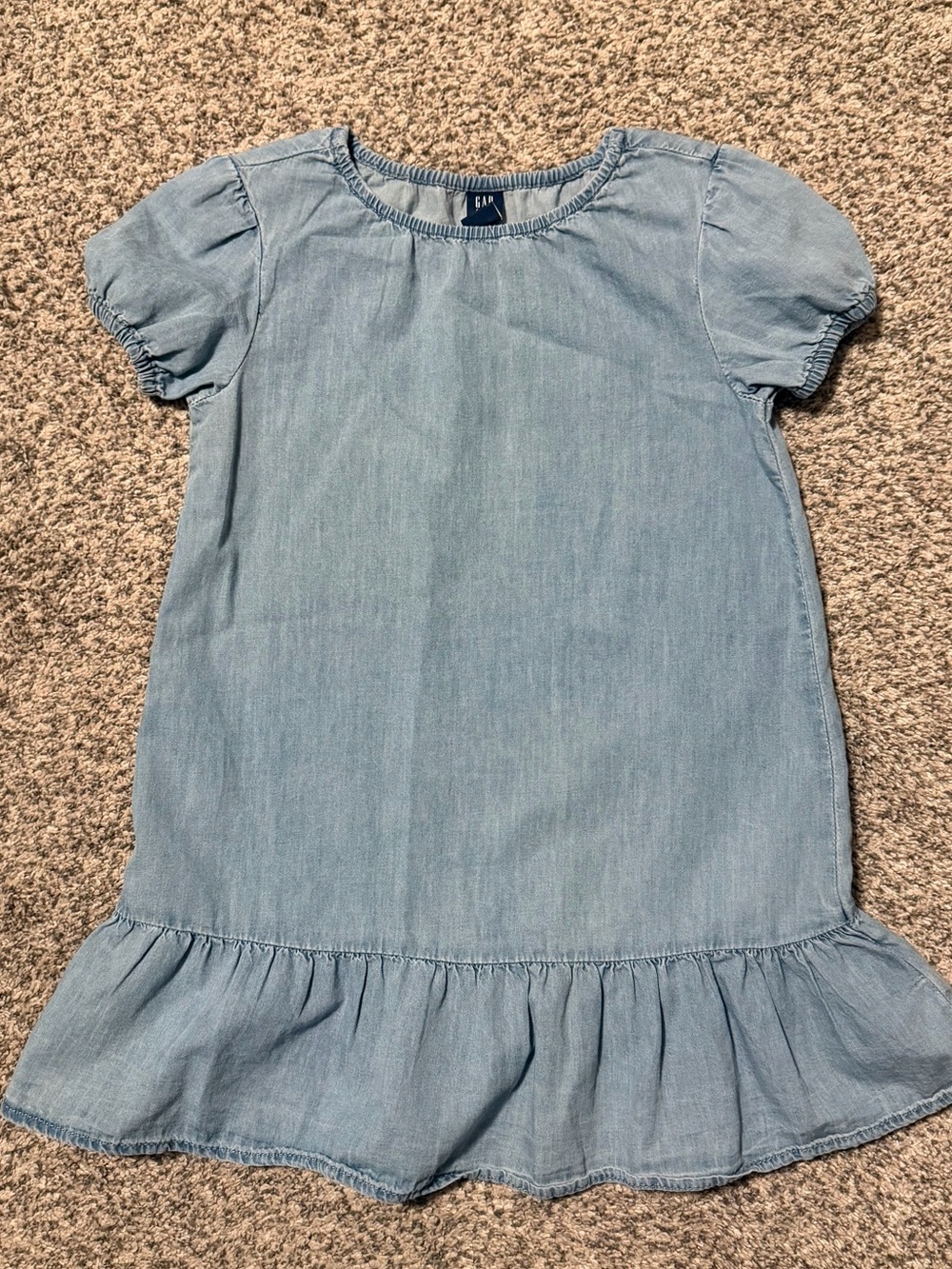 NWOT GAP Light Blue Denim-Look Ruffle Hem Dress